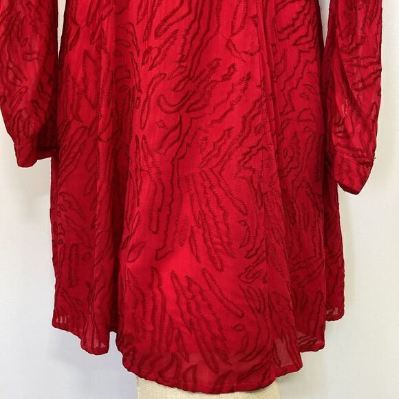 All Saints Dress “Rosi Ani” Red Free Flowing Long Sleeve Nwot Sz 2 Eur 6 - Picture 4 of 8